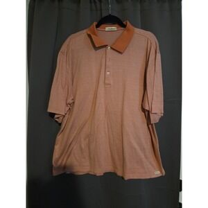 Peter Millar Orange Mercerized Cotton Geometric Pattern Polo,‎ Men's XL Shirt